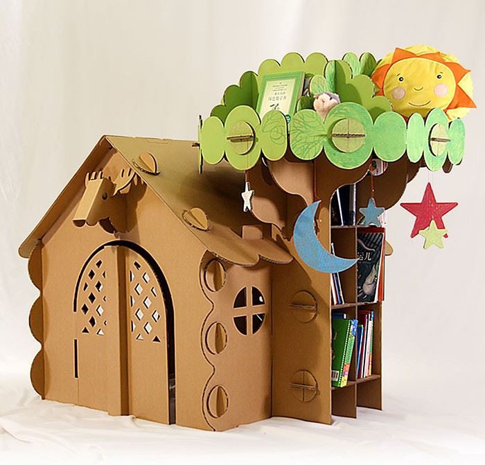 Cardboard House With Tress
